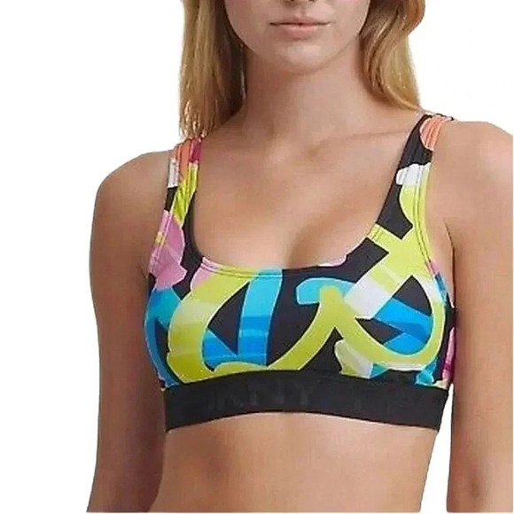 Dkny Other - DKNY Grafitti Printed Logo Band Swimsuit Top Size Medium